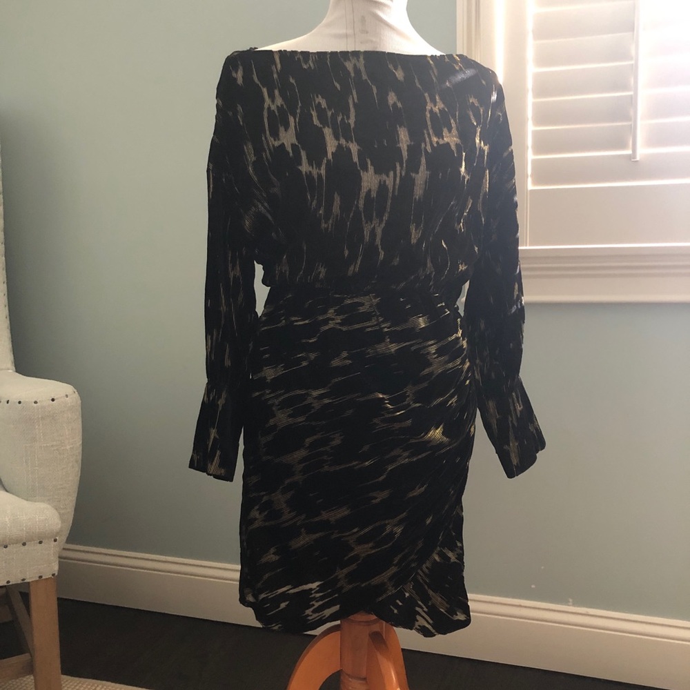 Zara black velvetine and gold lame cocktail dress